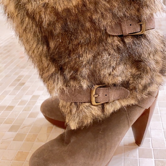 Nine West fur suede boots 7 nwot - Picture 3 of 7